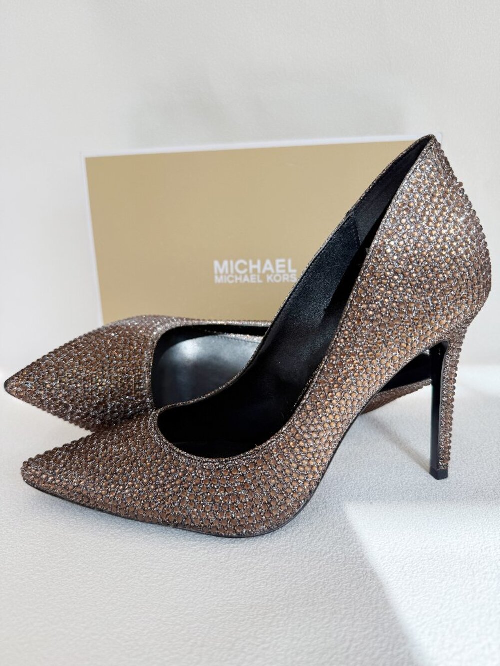 MICHAEL Michael Kors Bronze Rhinestone Pointed Toe Pump Heels BRAND NEW 9.5M